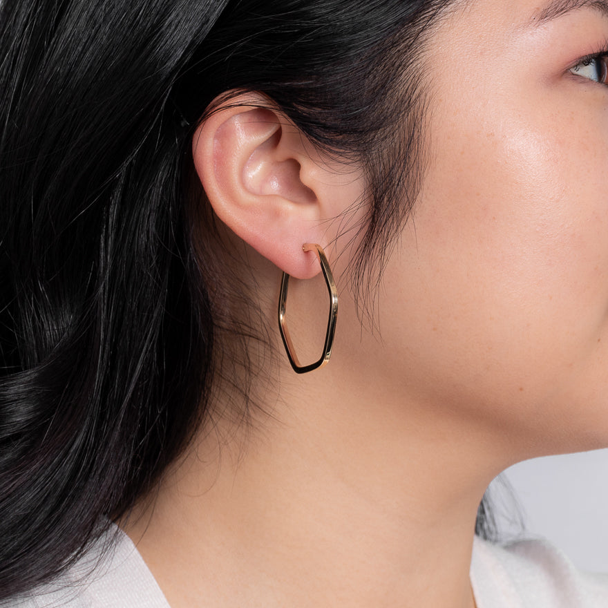 Gold square online tube hoop earrings