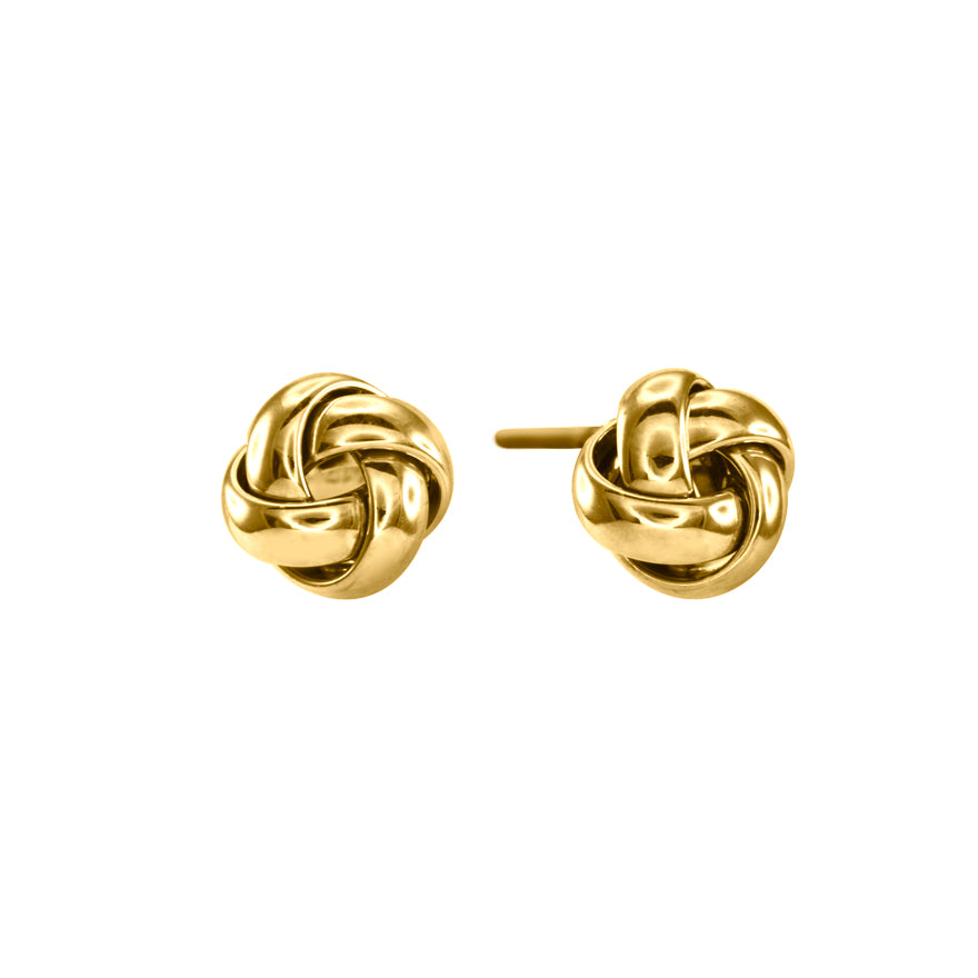 Love Knot Stud Earrings in 10K Yellow Gold