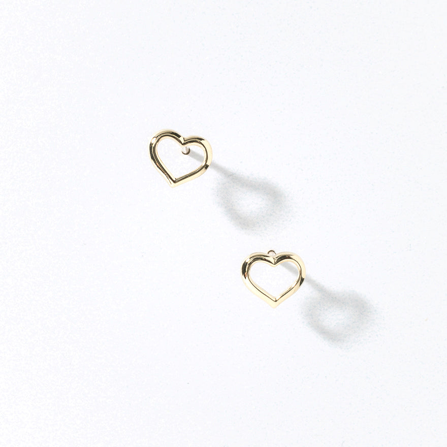 Open Heart Stud Earrings in 10K Yellow Gold
