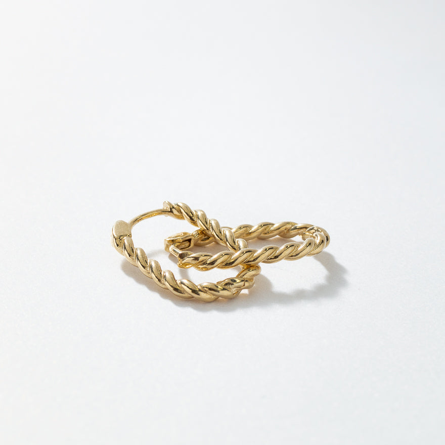 Rectangle Twist Hoop Earrings in 10K Yellow Gold
