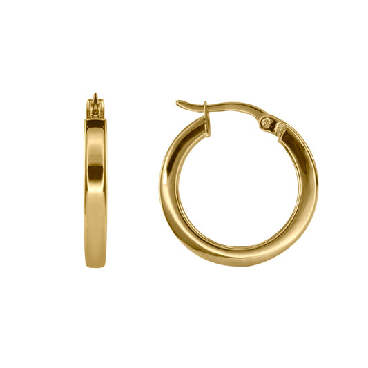 Square Tube Hoop Earrings in 14K Gold