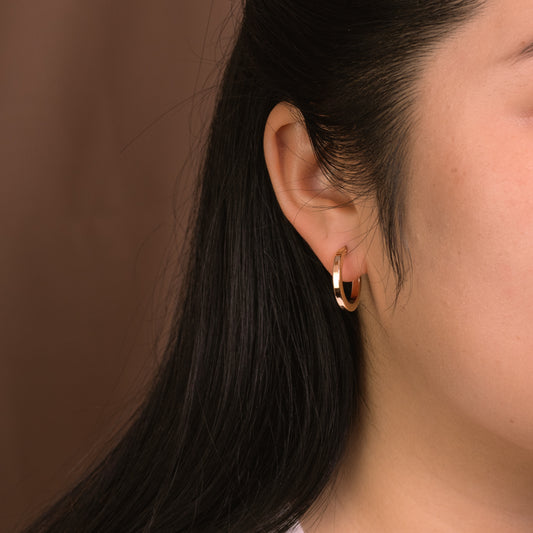 Square Tube Hoop Earrings in 14K Gold