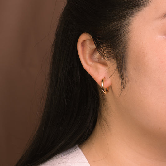 3x10mm Polished Tube Hoop Earrings in 10K Yellow Gold