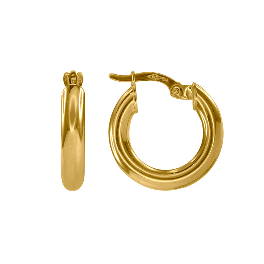 2x10mm Polished Tube Hoop Earrings in 14K Yellow Gold