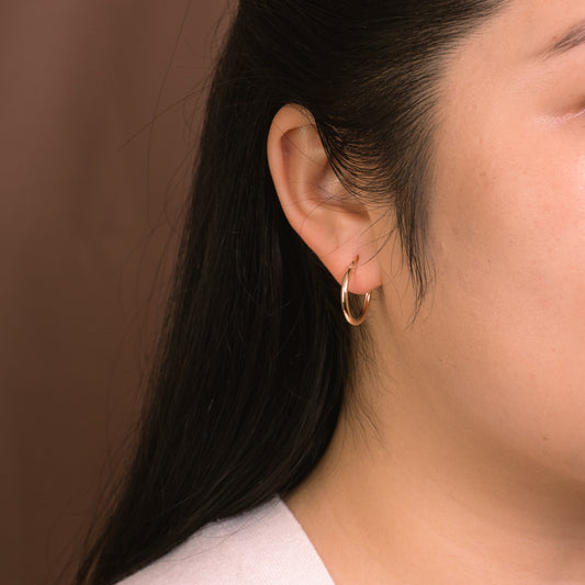 Round Tube Hoop Earrings in 14K Yellow Gold