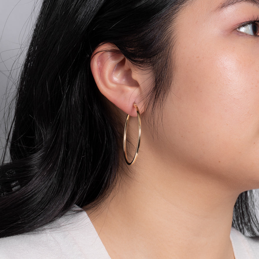 2mmx40mm Tube Hoop Earrings in 10K Yellow Gold