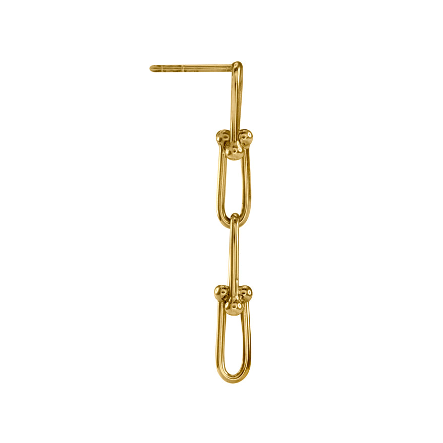 Beaded Quad Link Earrings in 10K Yellow Gold