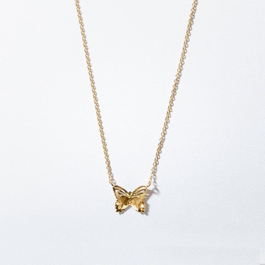 Butterfly Pendant Necklace in 10K Yellow Gold