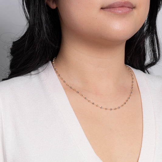 Beaded Chain in 10K Yellow and White Gold