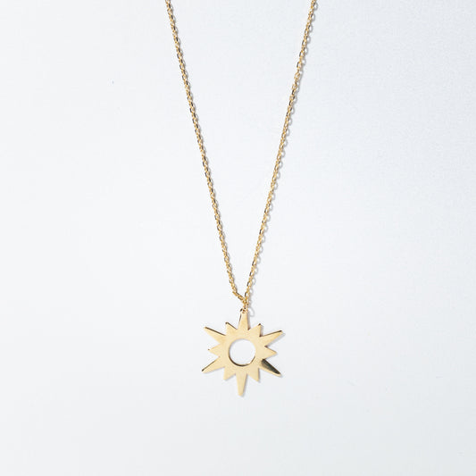 Sun Pendant Necklace in 10K Yellow Gold