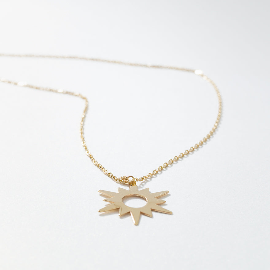 Sun Pendant Necklace in 10K Yellow Gold