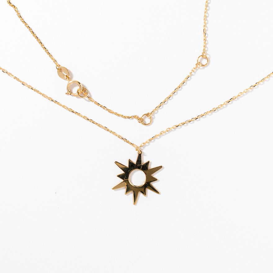 Sun Pendant Necklace in 10K Yellow Gold