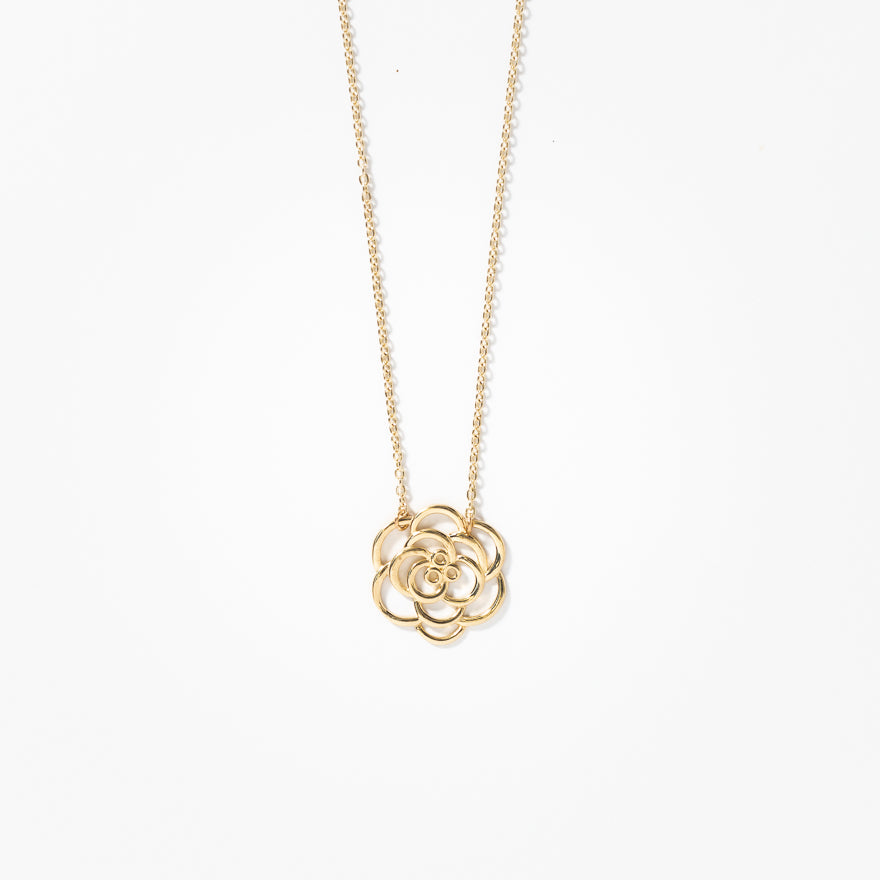 Rose Necklace in 10K Yellow Gold