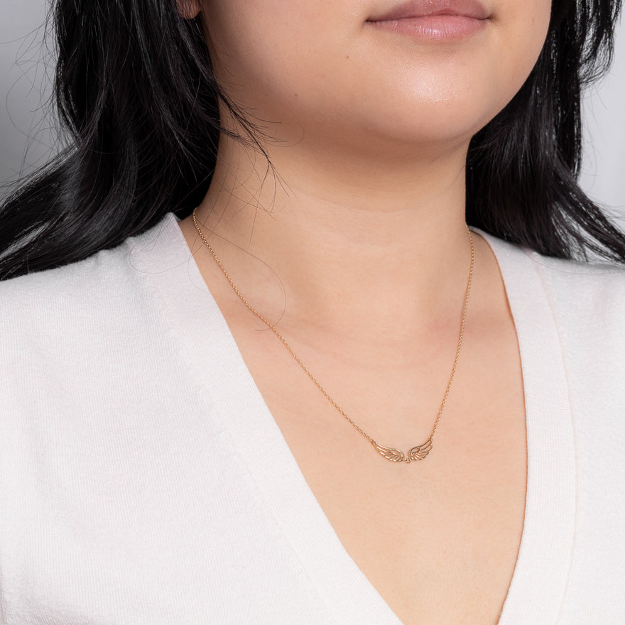 Angel Wing Charm Necklace in 10K Yellow Gold