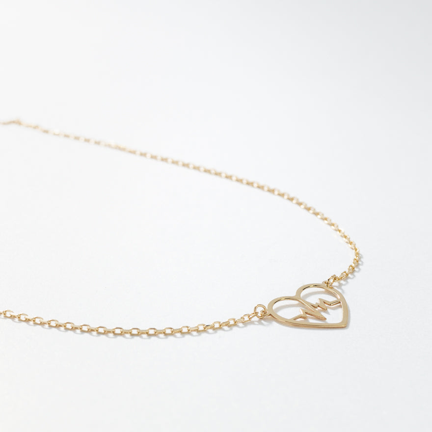 Heartbeat Pendant Necklace in 10K Yellow Gold