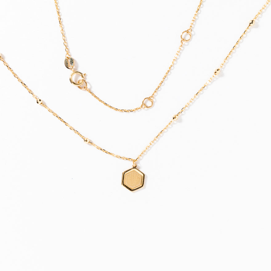 Honeycomb Pendant Necklace in 10K Yellow Gold