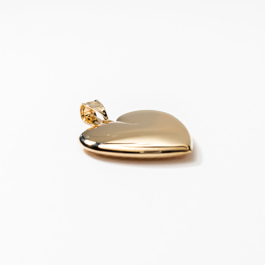 Puff Heart Pendant in 10K Rose White and Yellow Gold