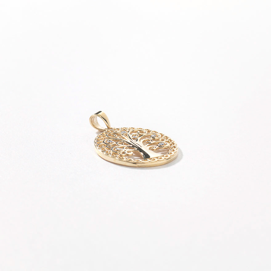 Tree Of Life Charm In 10K Yellow and White Gold