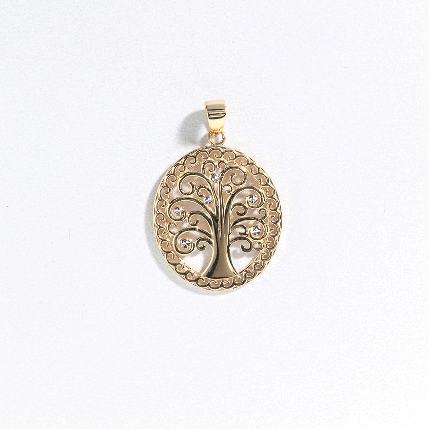 Tree Of Life Charm In 10K Yellow and White Gold