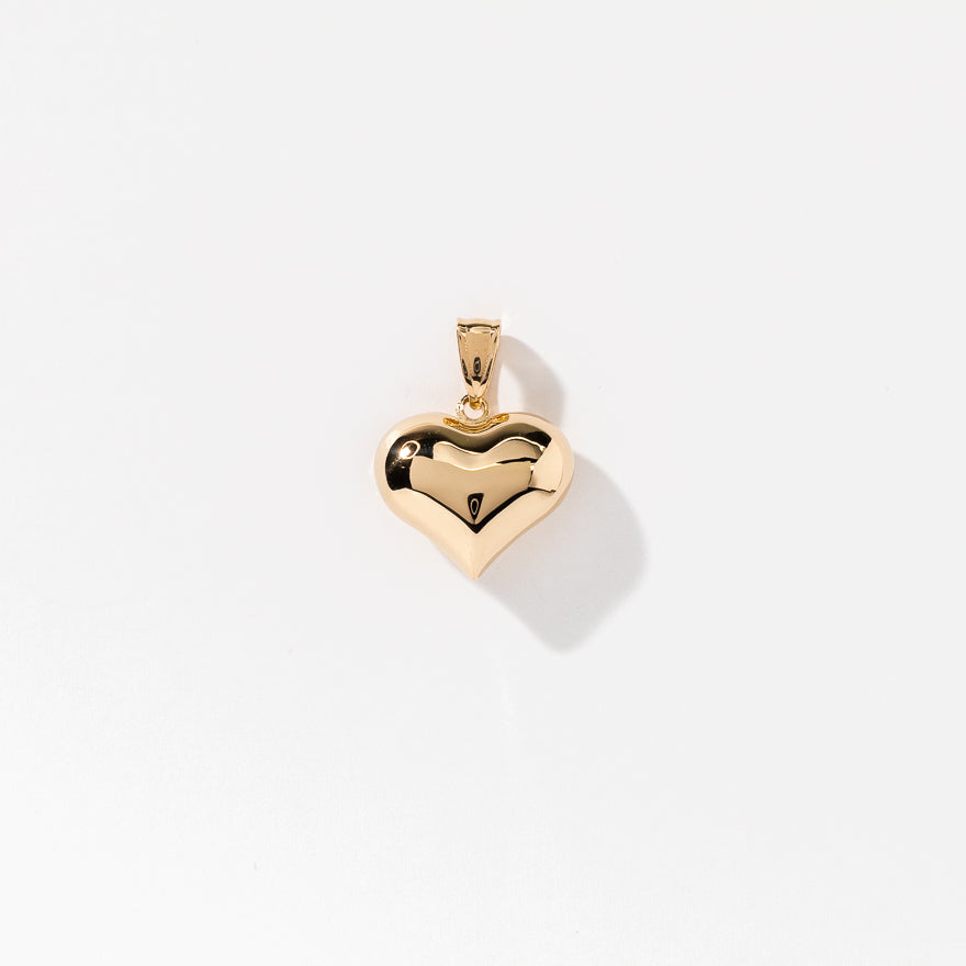 Puff Heart Pendant in 10K Yellow Gold