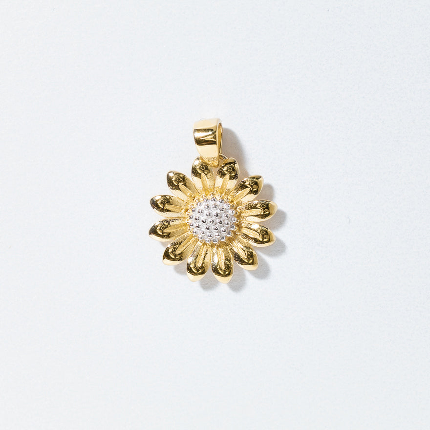 Sunflower Pendant in 10K Yellow and White Gold