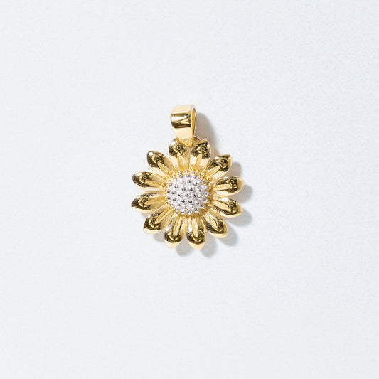 Sunflower Pendant in 10K Yellow and White Gold