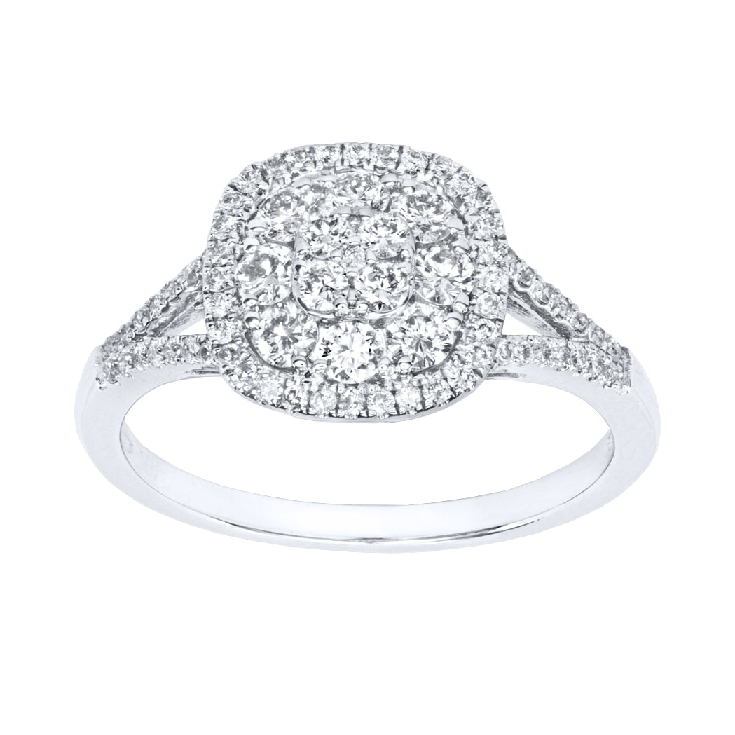 Diamond Cluster Statement Ring in 14K White Gold (0.62ct tw)