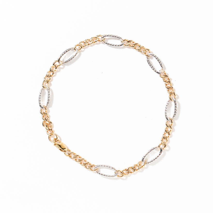 Diamond Link Bracelet in 10K Yellow and White Gold (0.50 ct tw)