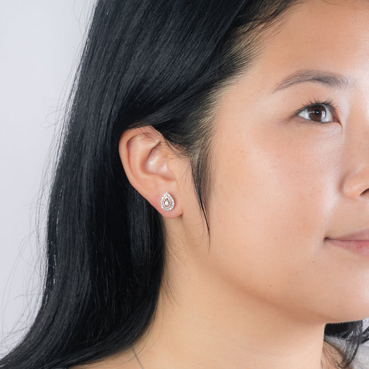 Pear Shape Diamond Halo Stud Earrings in 10K Yellow Gold (0.20 ct tw)