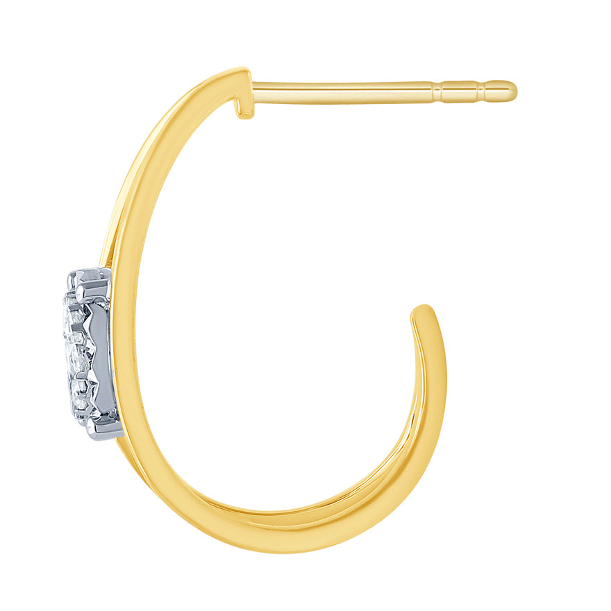 10K Yellow and White Gold Diamond Hook Earrings (0.20 ct tw)