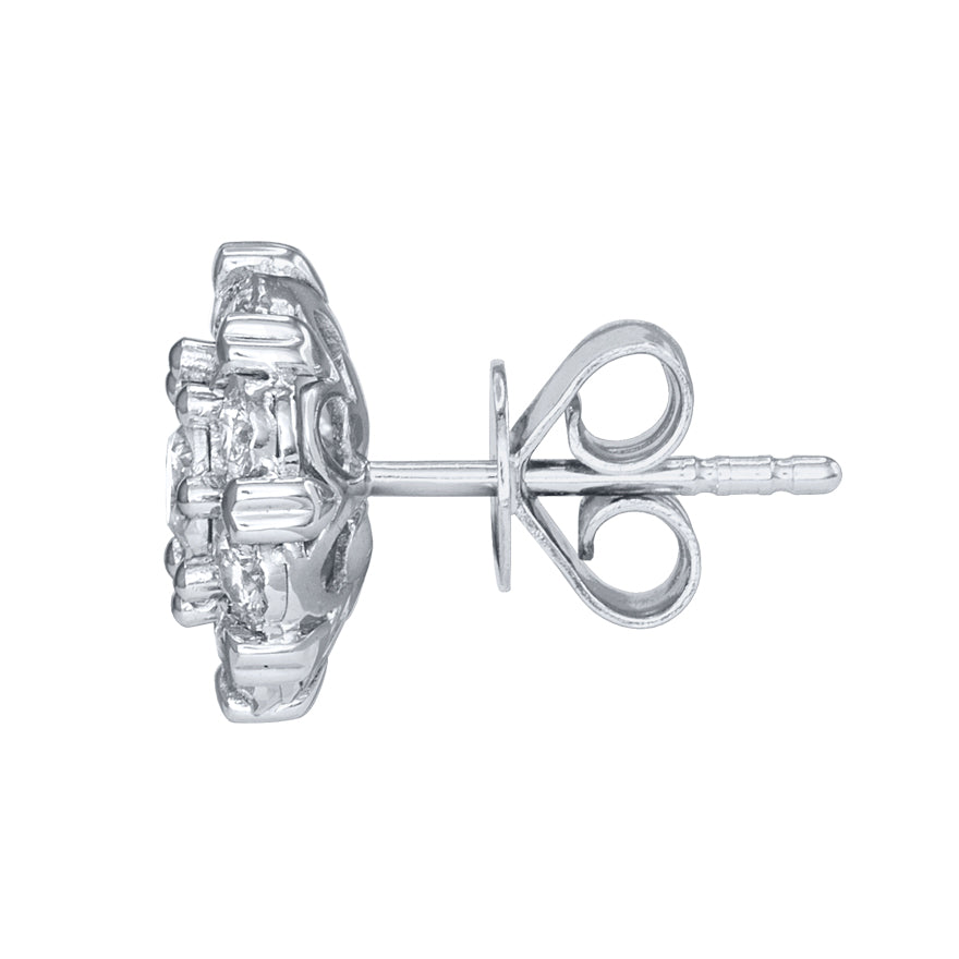 - Hidden Hearts - 10K White Gold Diamond Cluster Stud Earring (1.00 ct tw)