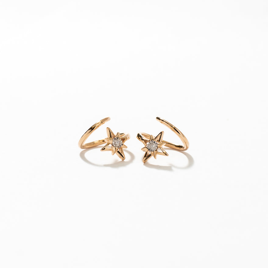 Star Swirl Earrings in 10K Yellow Gold (0.03 ct tw)