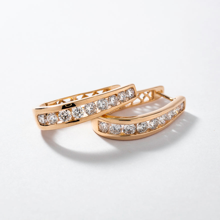 Channel Set J Hoop Earrings in 10K Gold (1.50 ct tw