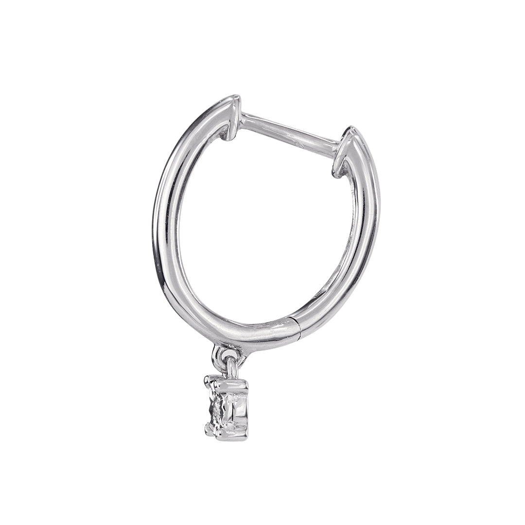 Dangle Hoop Diamond Earrings in 10K White Gold (0.06 ct tw)