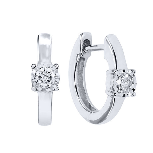 Diamond Hoop Earrings In 10K White Gold (0.13 ct tw)