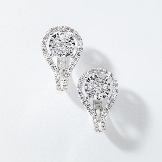 Diamond Cluster Earrings in 10K White Gold (0.63 ct tw)