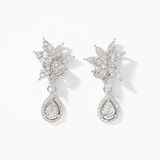 Diamond Cluster Earrings in 10K White Gold (2.00 ct tw)