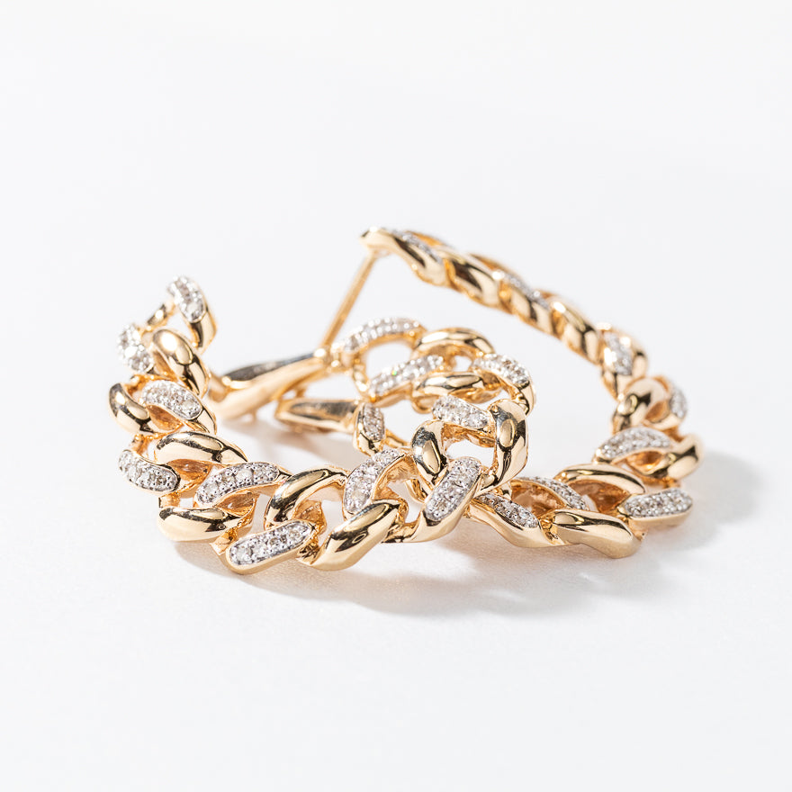 Diamond Curb Chain Earrings in 10K Yellow Gold (0.39 ct tw)