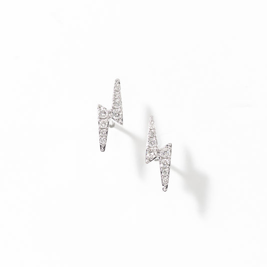 Lightning Bolt Earrings In 10K White Gold (0.16 ct tw)