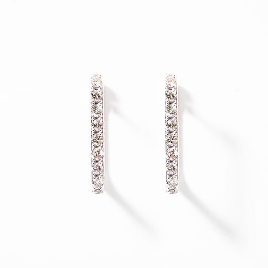 Diamond Rectangle Hoop Earrings in 10K White Gold (0.50 ct tw)