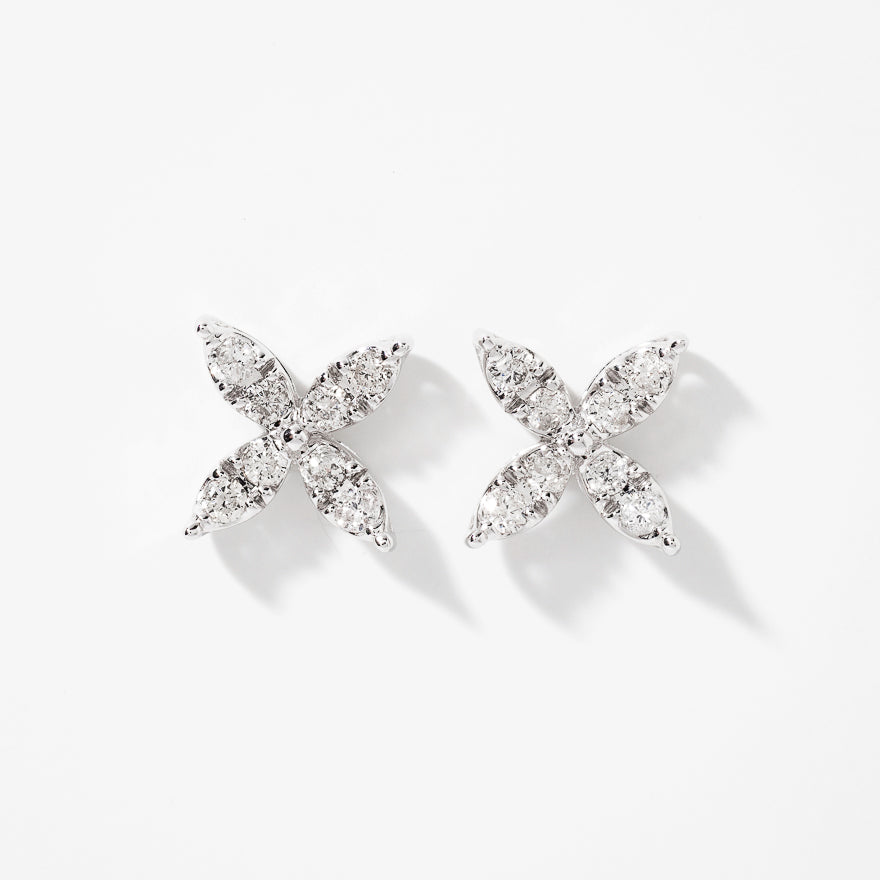 Diamond Cluster Stud Earrings in 10K White Gold (0.40 ct tw)