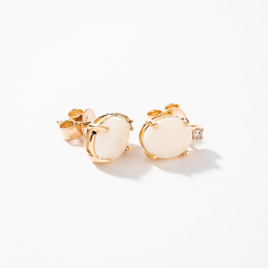 Opal Earrings in 10K Yellow Gold