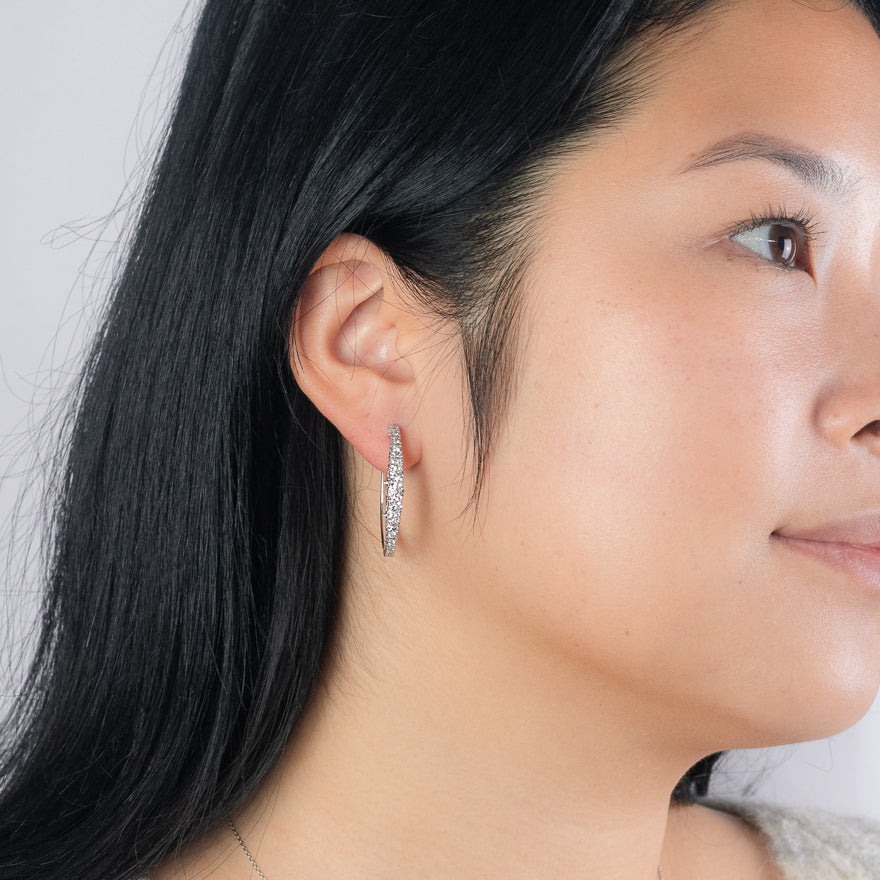 Miracle Mark Diamond Hoop Earrings in 10K White Gold (1.00ct tw)