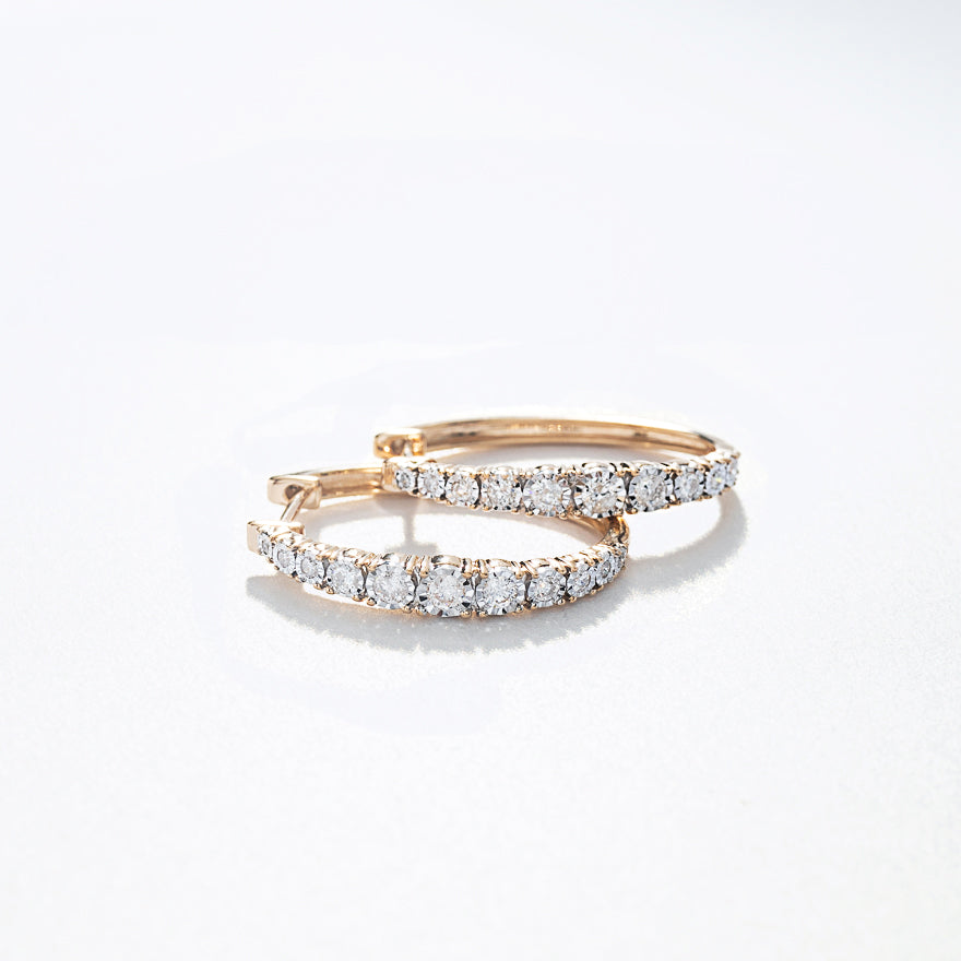 -Fara- Diamond Oval Shape Hoop Earrings In 10K Yellow Gold (0.50 ct tw)