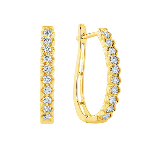Diamond Cluster Hoop Earrings in 10K Yellow Gold (0.50 ct tw)