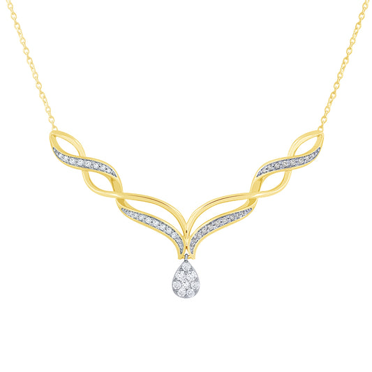 Diamond Twist Collar Necklace in 10K Yellow and White Gold (0.60 ct tw)
