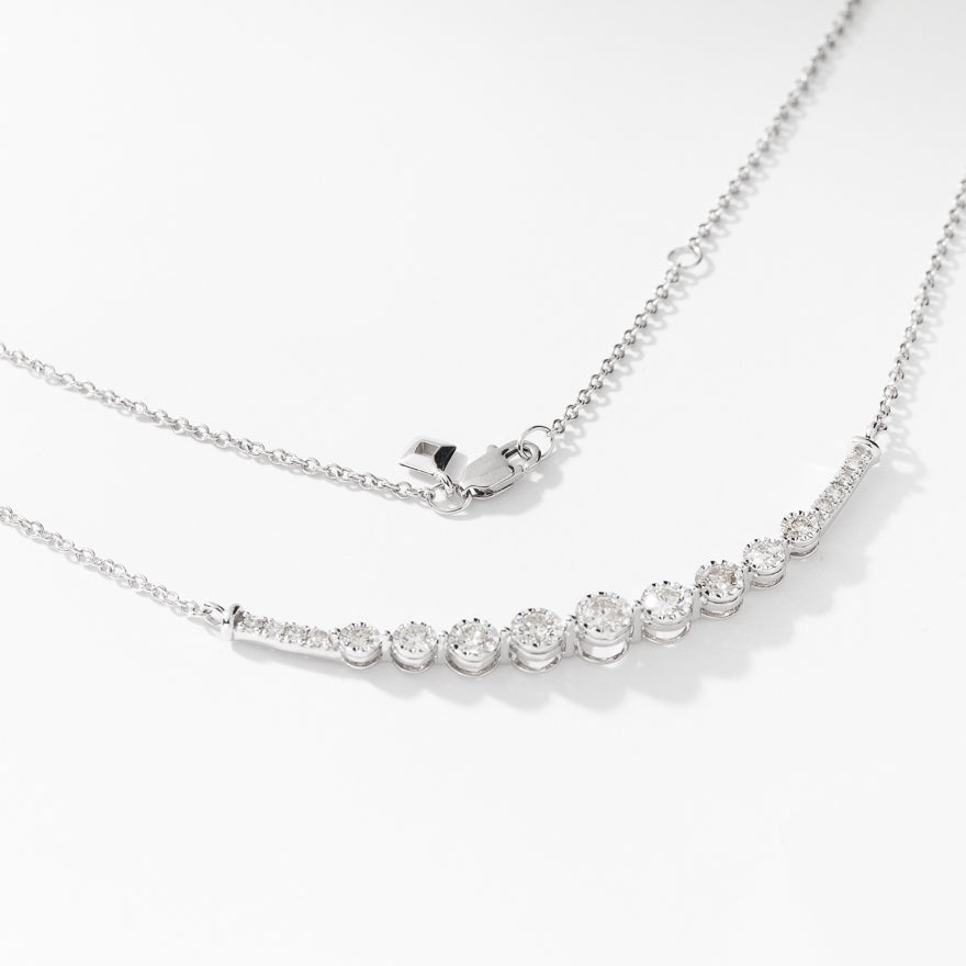 Crescent Diamond Necklace in 10K White Gold (1.00 ct tw) – Ann