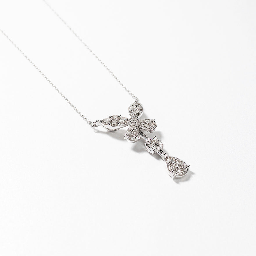 Butterfly Style Pendant with Removable Drop in 10K White Gold (1.00 ct