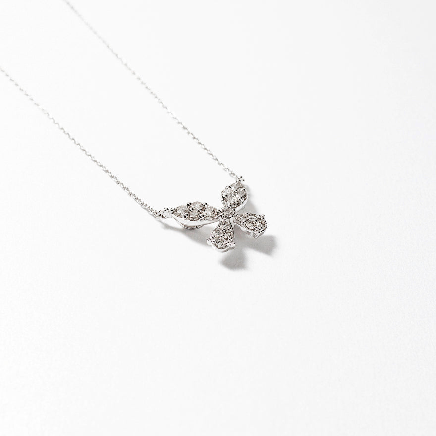 Butterfly Style Pendant with Removable Drop in 10K White Gold (1.00 ct