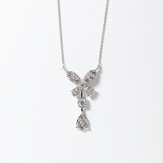 Butterfly Style Pendant with Removable Drop in 10K White Gold (1.00 ct tw)
